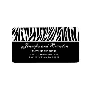 Etiqueta Endereço preto e branco do casamento da zebra