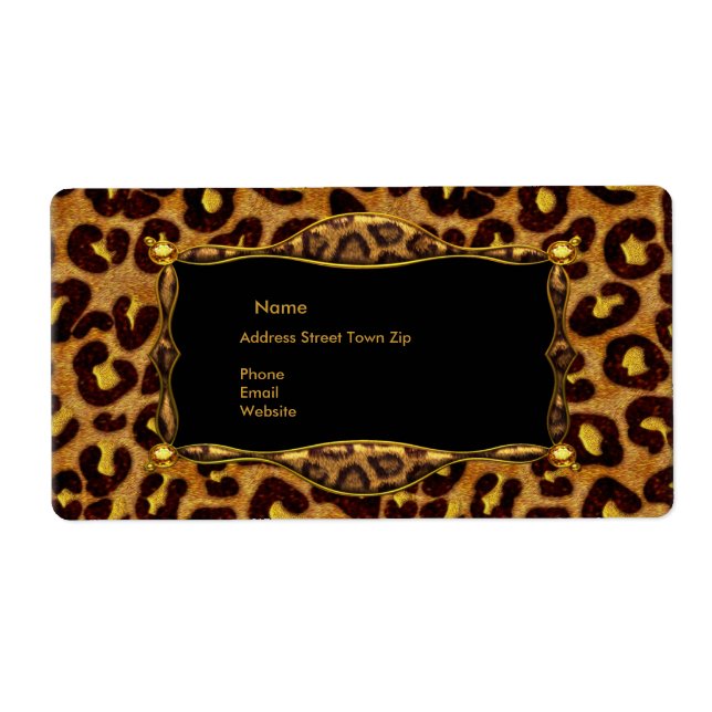 Etiqueta Endereço Preto Leopardo Gold Label (Frente)