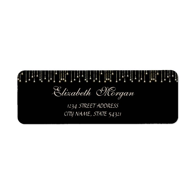 Etiqueta Endereço preto sofisticado Elegante (Frente)