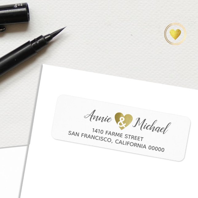 Etiqueta Endereço romântico da noiva de casamento elegante (Criador carregado)