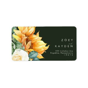 Etiqueta Endereço RSVP de casamento do Country Sunflower Da