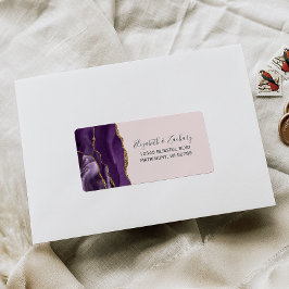 Etiqueta Endereço RSVP de Casamento Dourado Pink Blush Chic