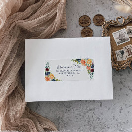 Etiqueta Endereço RSVP de Casamento Floral Elegante Multico