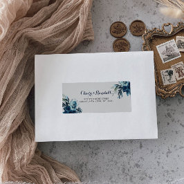 Etiqueta Endereço RSVP Floral Clássico de Cores Aquáticas