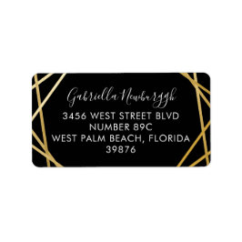 Etiqueta Endereço RSVP Moderno Geométrico Dourado Preto