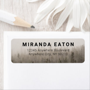 Etiqueta Endereço Rustic Modern Forest Misty Landscape Retu