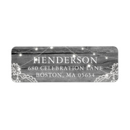 Etiqueta Endereço Rustic Wood Light Lace Casamento