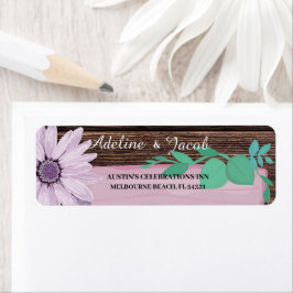Etiqueta Endereço Rustic Wooden Floral Wedding