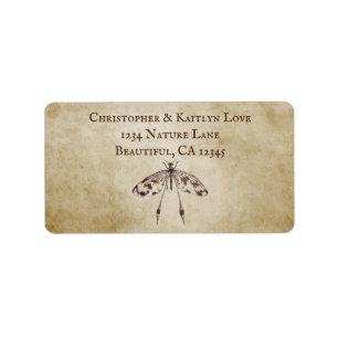 Etiqueta Endereço simples da libélula de Brown da aguarel
