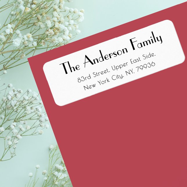 Etiqueta Endereço Simples de Devolução Branca Moderno Elega (Custom Modern Elegant Simple White Return Address Label)