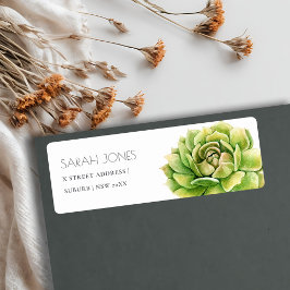 ETIQUETA ENDEREÇO SUCCULENTO DA VIBRANT GREEN WATERCOLOR
