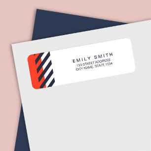 Etiqueta Endereço Trendy Modern Orange and Dark Blue Strip