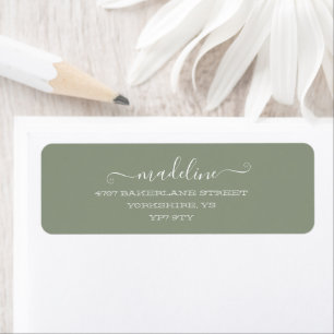 Etiqueta Endereço Verde do Sage do Script Elegante Personal
