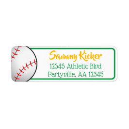 Etiqueta Endereço Verde e Dourado do Baseball