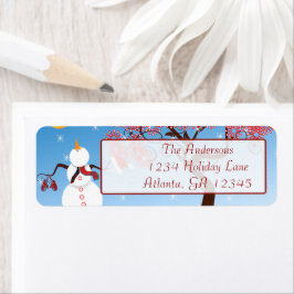 Etiqueta Endereço Whimsical Star Snowman