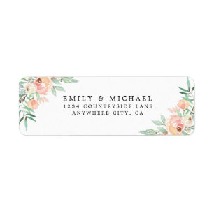 Etiqueta Endereços de Devolução Floral de Casamento Floral 