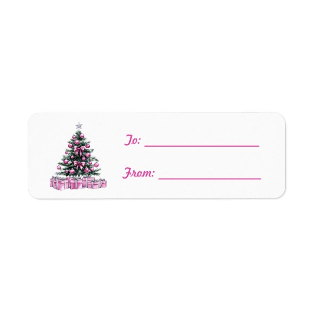 Etiqueta Enfeite de Arco Rosa Bonito Natal (Frente)