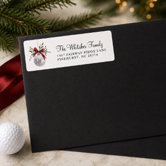 Etiqueta Enfeite de Bola de Golfe Natal Aquarela Elegante