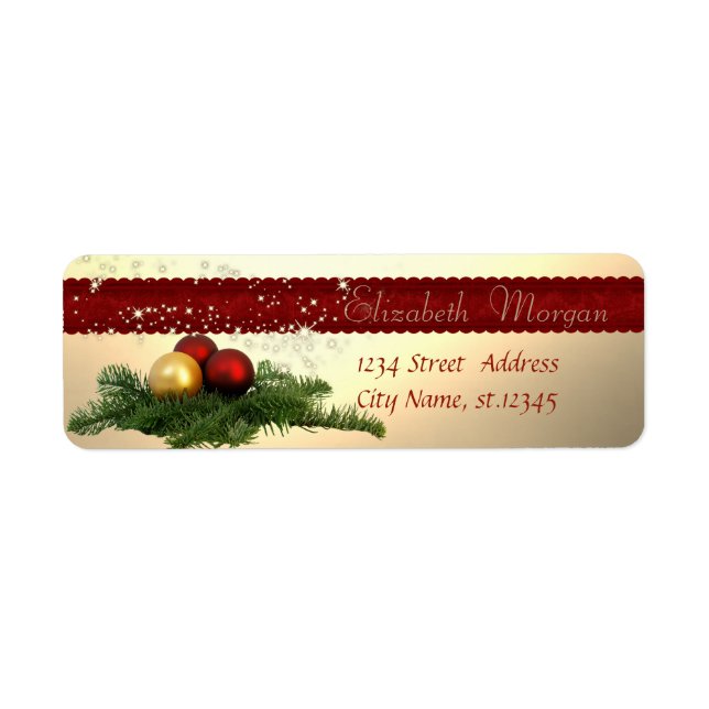 Etiqueta Enfeite de Natal Elegante,Brilhante (Frente)