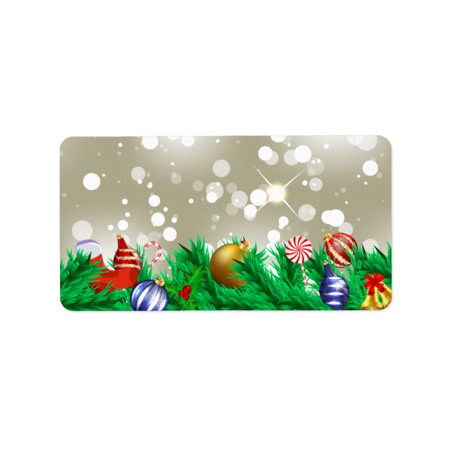 Etiqueta Enfeites de natal com brilho (Frente)