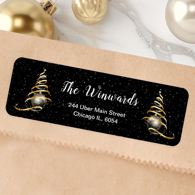 Etiqueta Enfeites de natal Dourado e preto (Criador carregado)