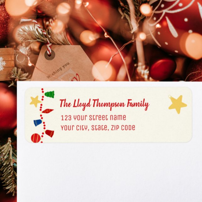 Etiqueta Enfeites de natal retro Whimsy (Vintage Christmas ornaments return label)