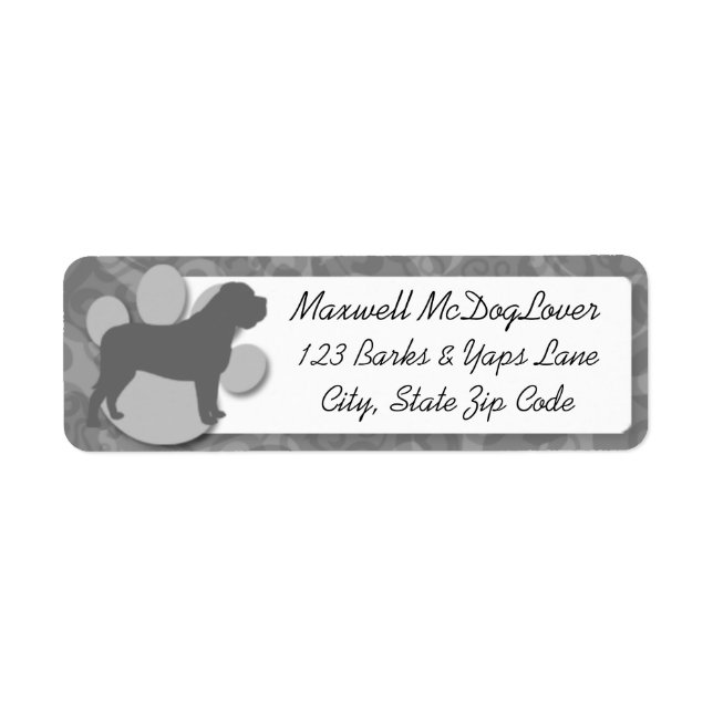 Etiqueta English Mastiff Silhouette (Frente)