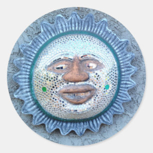 etiqueta engraçada da cara do sol