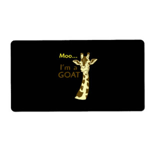Etiqueta Engraçada Girafa Moo Eu sou uma cabra