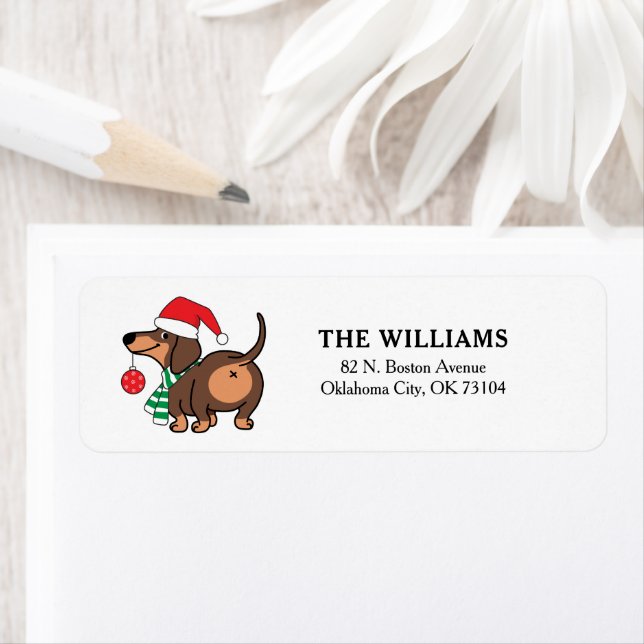 Etiqueta Engraçado Cachorro Bonito Feliz Natal (Insitu)