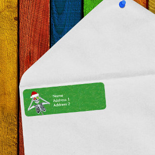 Etiqueta Engraçado Natal Skeleton Ornament Olhos Verdes