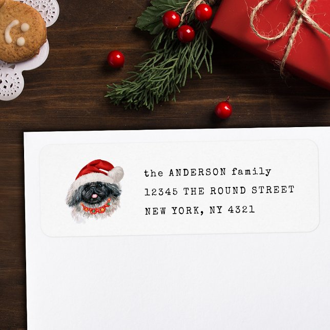 Etiqueta Engraçado Pekingese Natal Endereço de Devolução (Criador carregado)