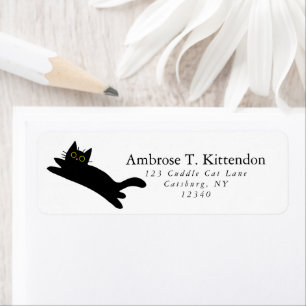 Etiqueta Engraçado Pulando Acrobat Black Cat Art Silhout
