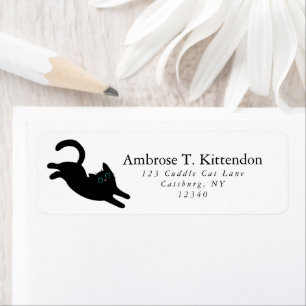 Etiqueta Engraçado Pulando Acrobat Black Cat Art Silhout