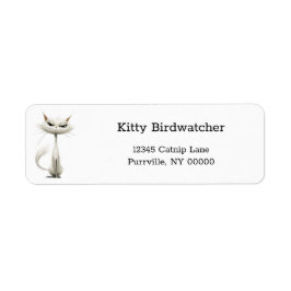 Etiqueta Engraçado White Cartoon Cat Return Address