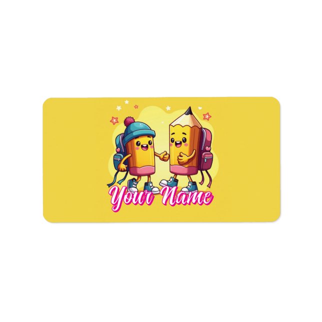 Etiqueta Engrenagem escolar fofa e personalizada (Frente)