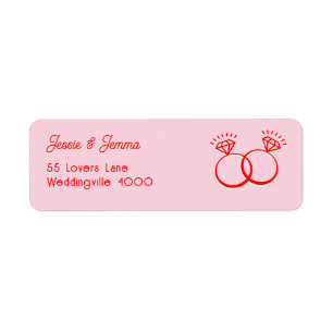 Etiqueta Enlace Vermelho e Cor Rosa de Anel Duplo Cujo Diam