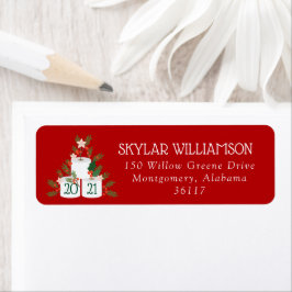 Etiqueta Enrolado Com Uma Engraçada Árvore De Natal De Pape