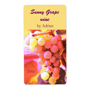 Etiqueta ensolarada da garrafa de vinho das uvas
