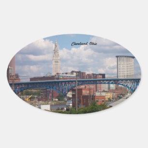 Etiqueta ensolarada do Oval de Cleveland Ohio