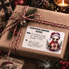 Etiqueta Entrega de Natal Espectral Esqueleto
