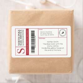 Etiqueta Entrega Editável do Workshop de Papais noeis do Po