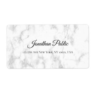Etiqueta Entrega Elegante Luxuosa de Script Branco Marble