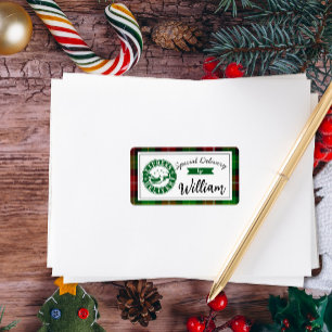 Etiqueta Entrega especial do Papai Noel tartan presente de