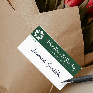 Etiqueta Entrega personalizada do Compro Florista Verde e B