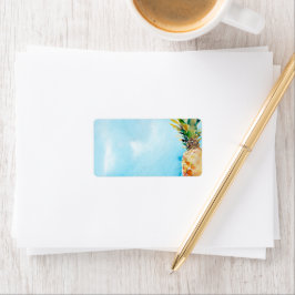 Etiqueta Envelope de Abacaxi Tropical com Aquarela Vibrante
