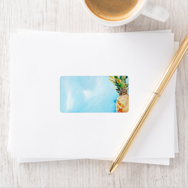 Etiqueta Envelope de Abacaxi Tropical com Aquarela Vibrante (Insitu)