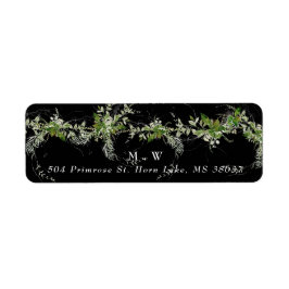 Etiqueta Envelope preto Monograma Eucalyptus Wreath Premium