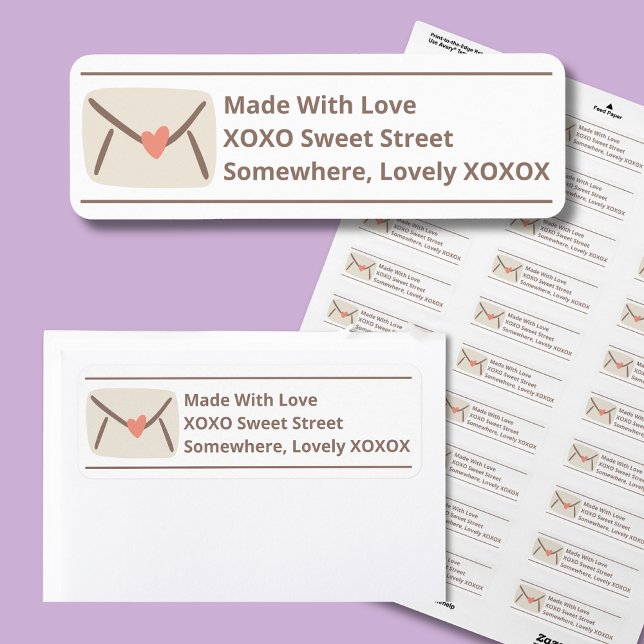 Etiqueta Envelope Rabiscado Casual Rosa e Marrom (Cute return address labels are easy to read and give a modern but casual vibe to your mail. )