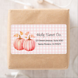 Etiqueta Envio da padaria Gingham Pumpkin Rosa